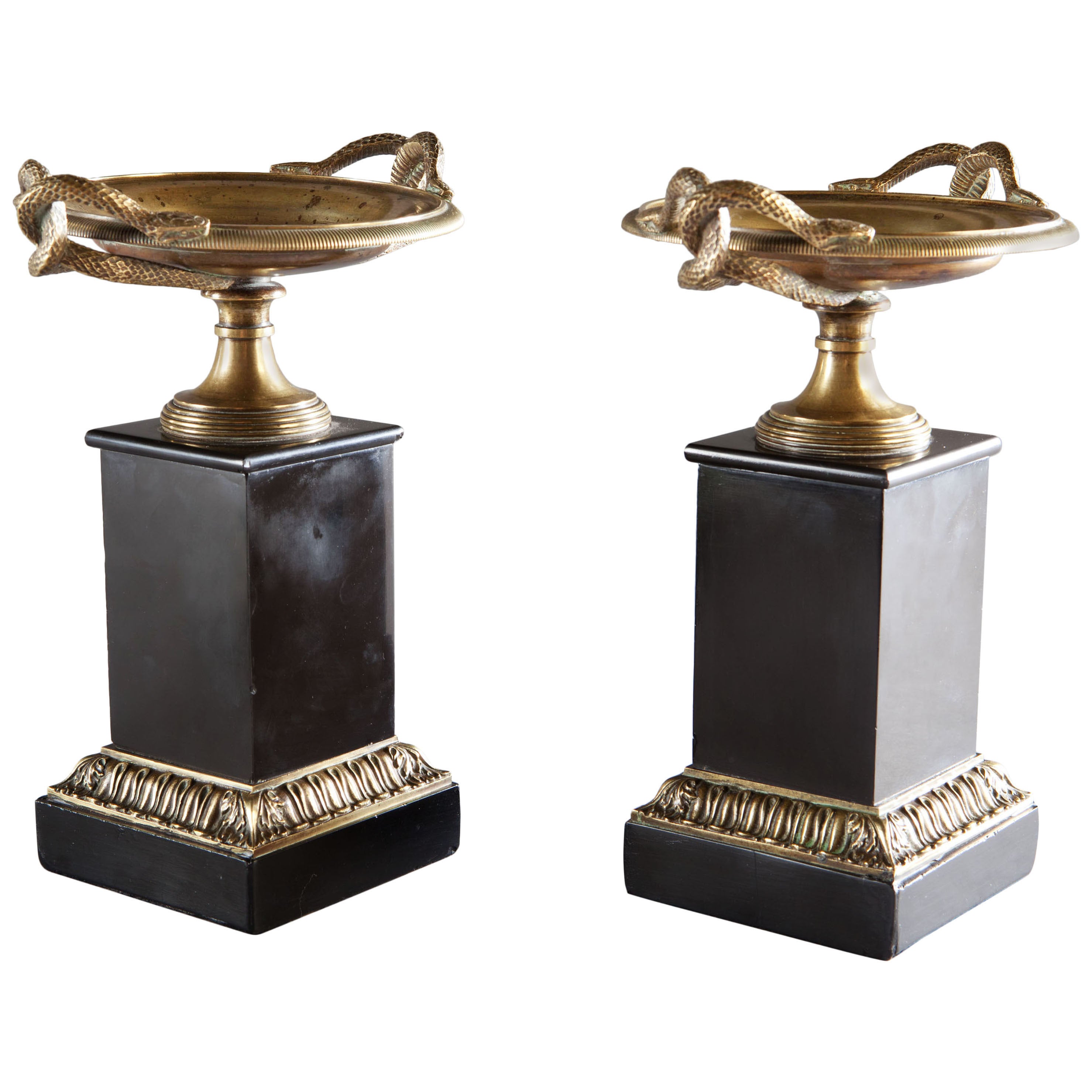 Pair of Early 19th Century Bronze and Black Tazzas