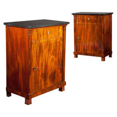 Antique Fine Pair of French Empire, Mahogany Side Cabinets or Cupboards