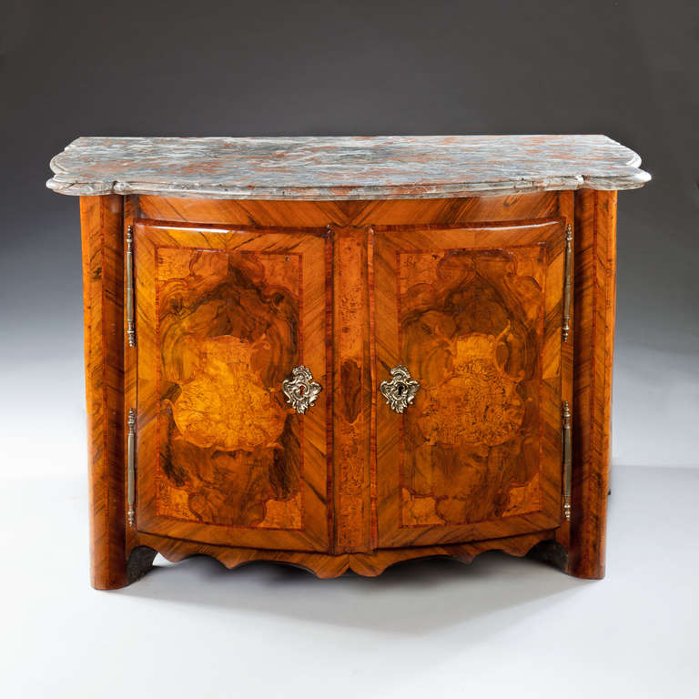 Régence Rhenish Marquetry Bombe Cabinet or Credenza