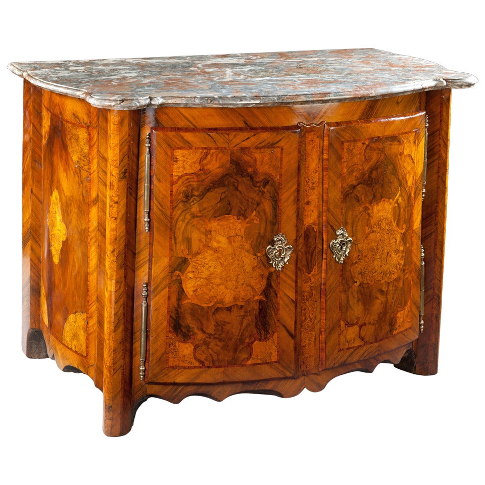 Rhenish Marquetry Bombe Cabinet or Credenza