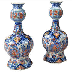 Pair of 19th Century Delft Knobble Vases