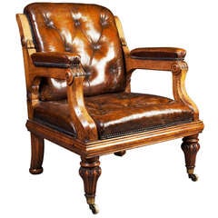 A Large Scale Oak Library Armchair