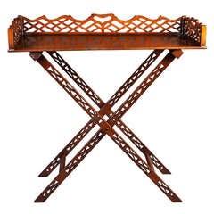 A Chippendale Mahogany Butlers Tray on Stand - Table