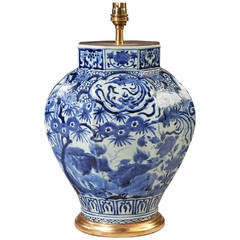19th Century Blue and White Chinese Vase as a Lamp