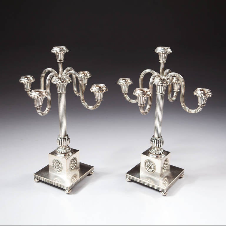Fine Pair of Baltic, Four-Branch Candelabras