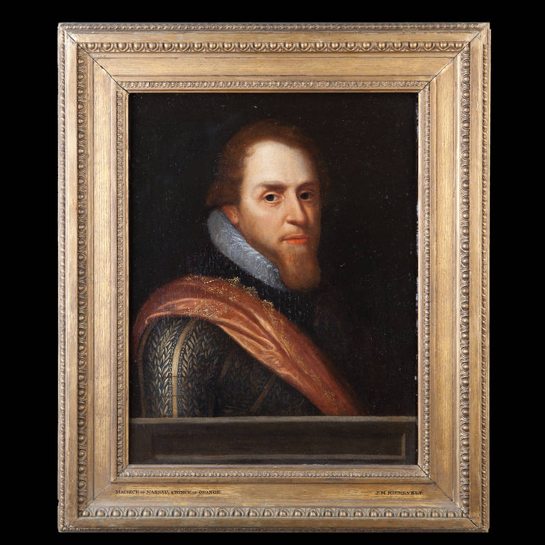 After Michiel Jansz van Miereveldt

A fine portrait of Prince Maurice of Nassau, Prince of Orange 1567-1641
Oil on canvas 

Provenance: From the Collection of Lord Luke, Odell Castle, Bedfordshire, and by
descent 

Exhibited: Loan exhibition