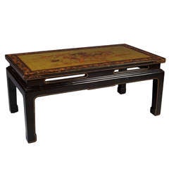 A Green Lacquer Chinoiserie Coffee Ocassional Table