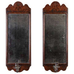A Pair of Walnut Sconce Mirrors