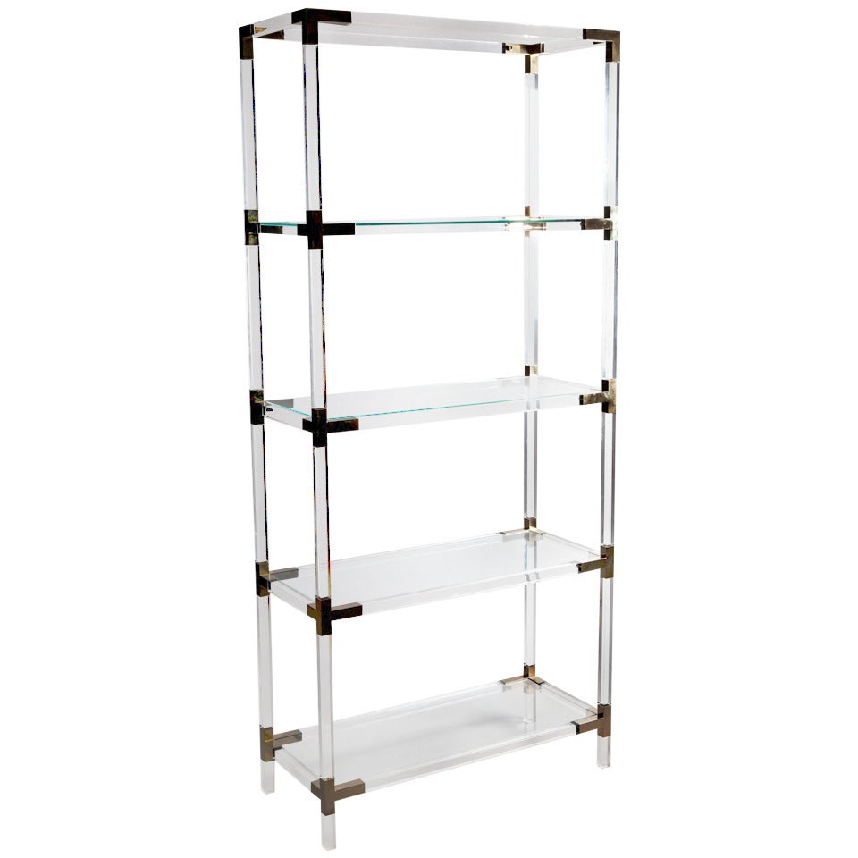 A Set of Brass Mounted Perspex Shelves For Sale at 1stDibs perspex