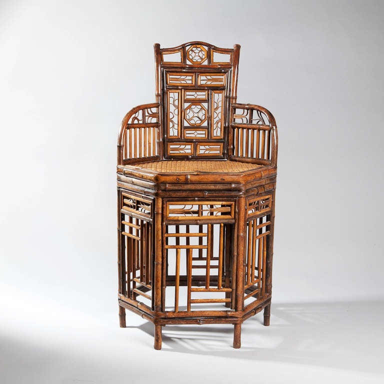 A fine 19th century decorative bamboo armchair of small scale.