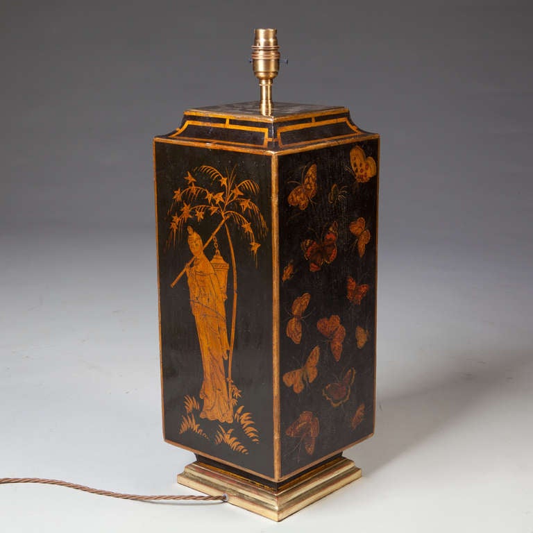 English A pair of 19th century Decoupage Chinoiserie Table Lamps
