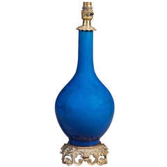 A Monochrome Blue Single Vase Lamp