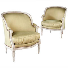 Fine Pair of French Large-Scale Bergere Armchairs