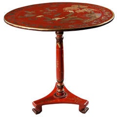 Chinese Export Red Lacquer Tilt-Top Table