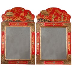 A Fine Pair of Scarlet Japanned Mirrors