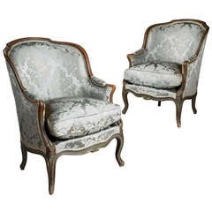 Pair of large scale French Bergeres armchairs
