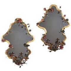 A Pair of 19th Century Italian Tole and Gilt Wall Mirrors