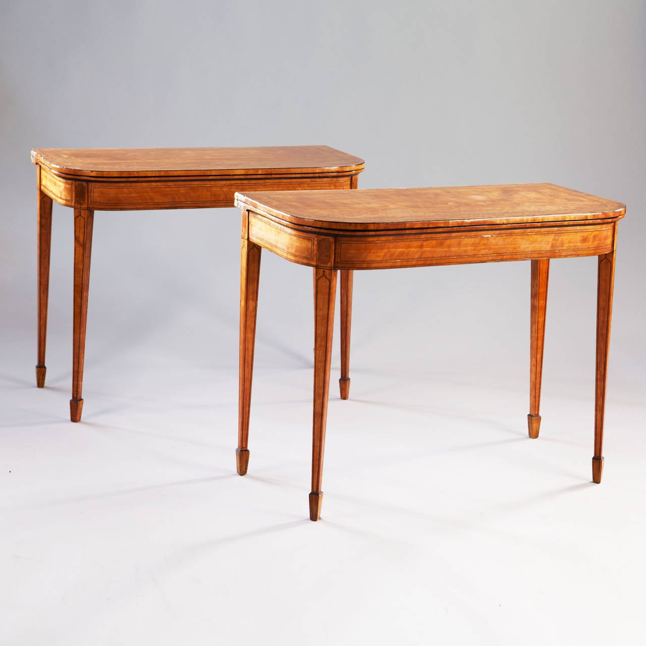 Fine Pair of Late 18th Century Georgian Satinwood Card Tables