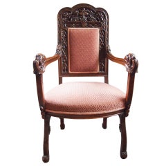 Neogothic Carved Oak Chair