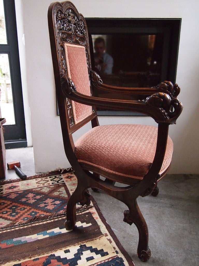 Neogothic Carved Oak Chair