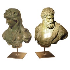 Pair of Beautiful 18th Century Sculpted Stone Busts Antique Pair of Beautiful 18th Century Sculpted Stone Busts