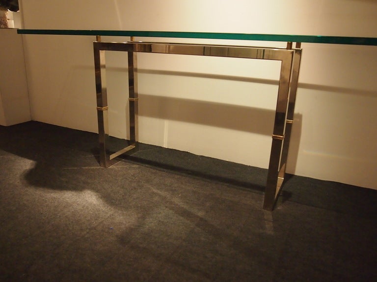 1970s console by Peter ghyczy.
Brass,bronz and chromed iron.