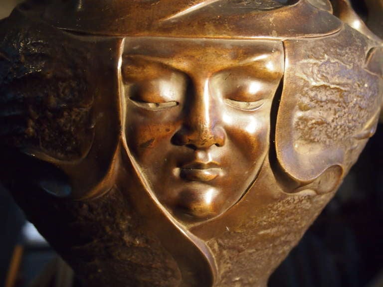 Symbolist Art Nouveau bronze by Henry Jacob 1