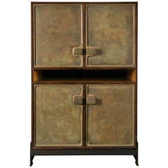 Rare Jules Wabbes   bronze and Wengé cabinet