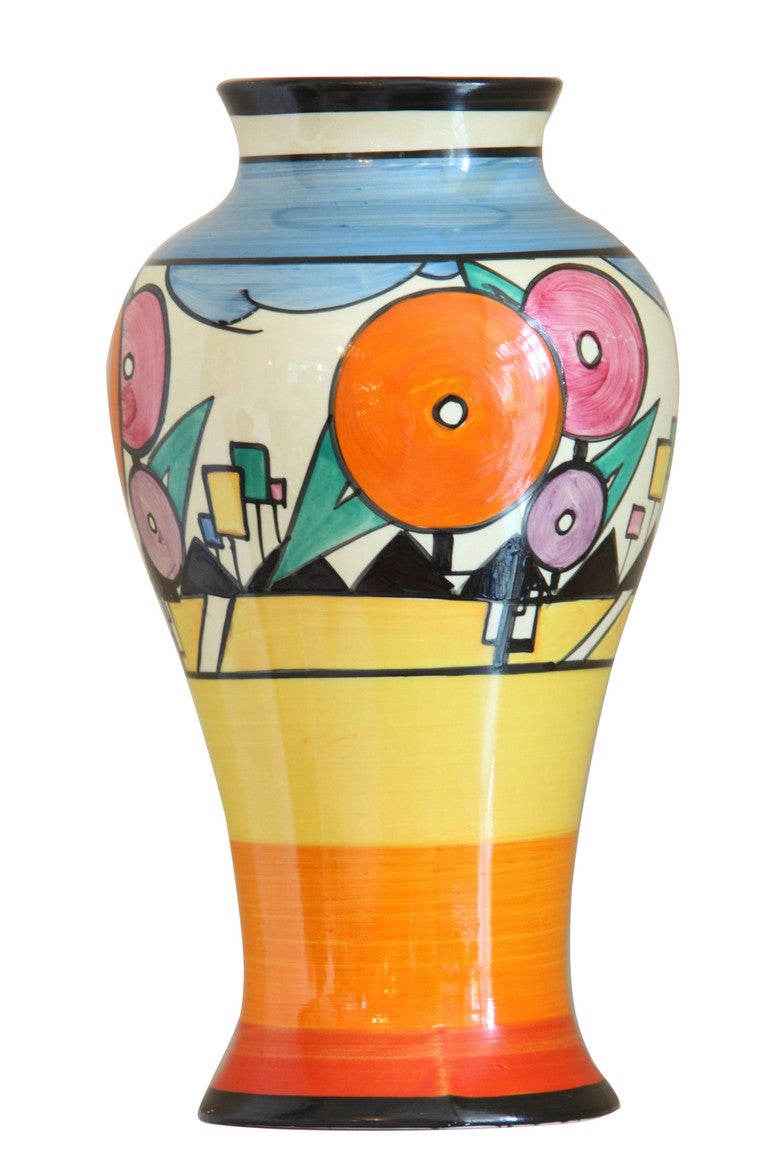 An Extremely Rare Meiping Vase Produced in Bizarre By Clarice Cliff. 
This is the only know example of this pattern on a vase. 
9