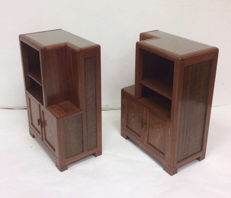 Art Deco Betty Joel a Rare Pair of Walnut Bedside Cabinets For Sale