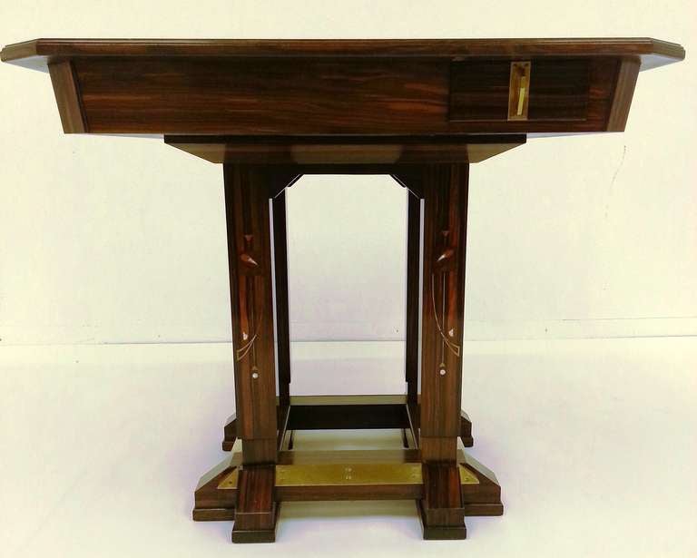 Austrian Art Nouveau Games Table and Four Chairs by Ludwig Schmitt For Sale