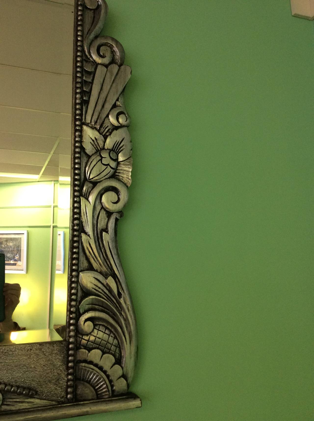 Art Deco Silver Gilt Gesso Mirror at 1stDibs