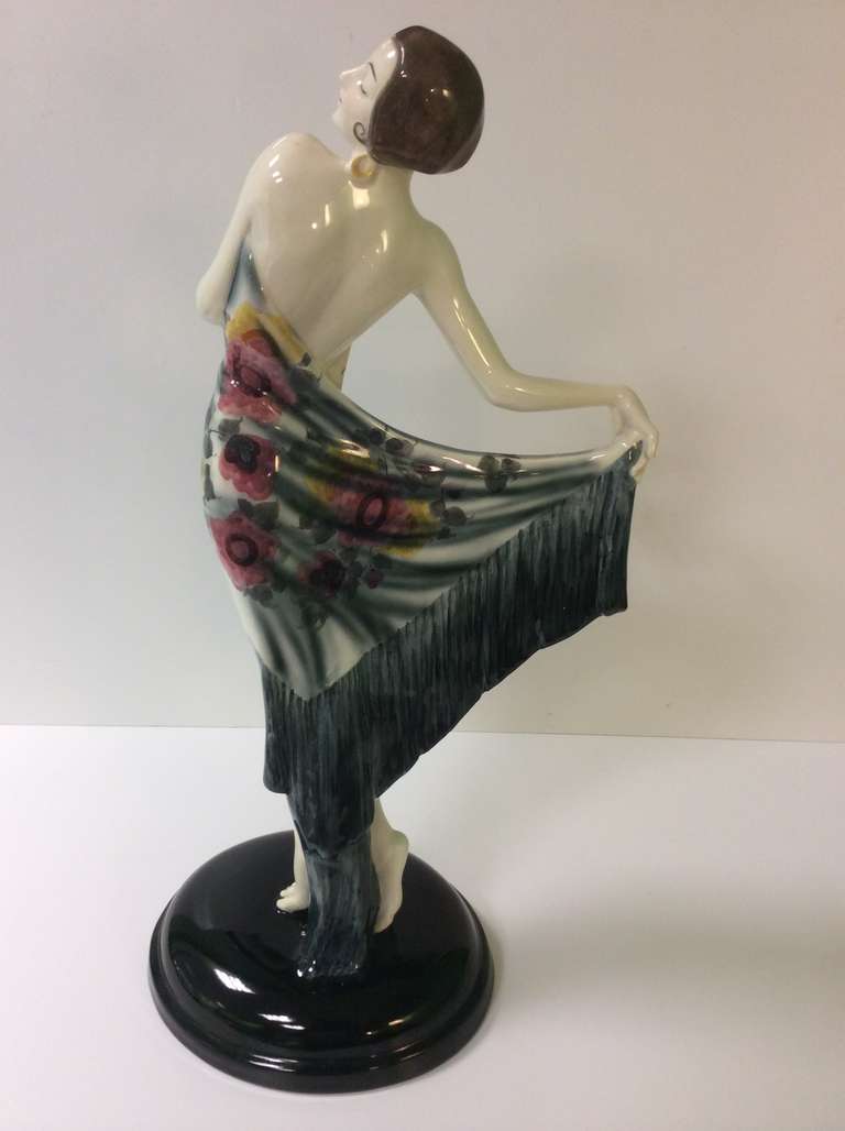 Mid-20th Century Art Deco Figure of an Elegant Female with Shawl