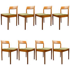 Mid Twentieth Century Design Set of Eight Teak Dining Chairs