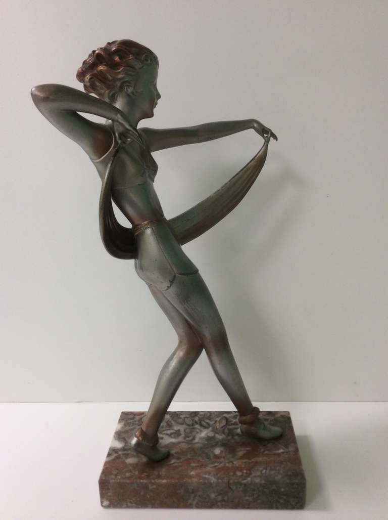 A Very Good Patinated Metal Figure of A Female Dancer by Lorenzl