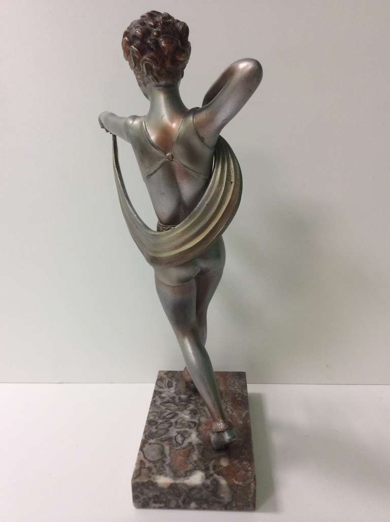 Mid-20th Century Patinated Metal Figure by Lorenzl