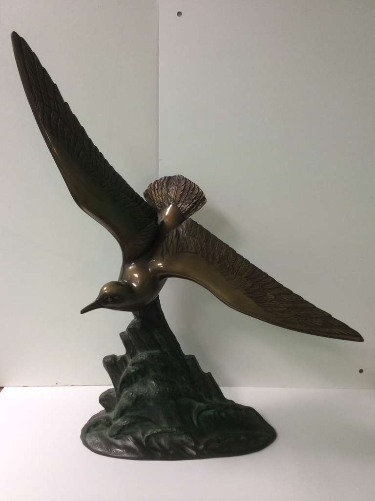 A Spectacular Art Deco Bronze Sculpture of A seagull. Signed in the base Rochard. This is one of my favorite Animal Sculptures, He captures the movement of his subjects so well whilst giving them that unmistakable Art Deco look.
Irenee Rochard