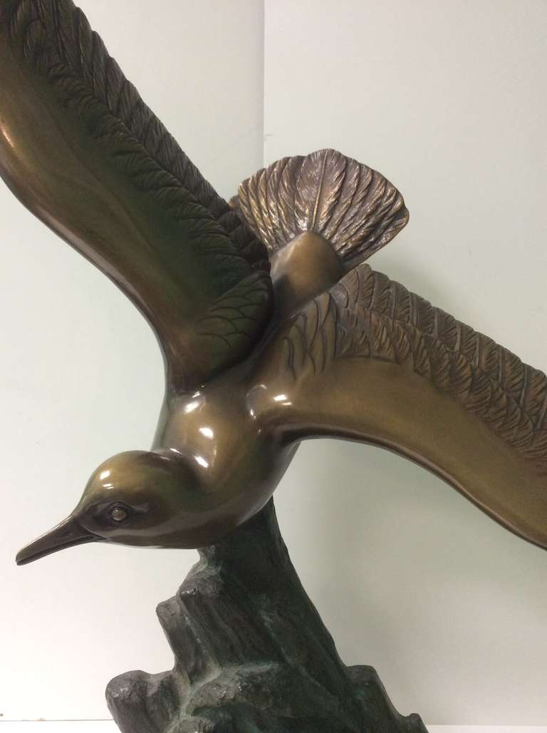 French Art Deco Bronze Scupture of a Seagull by Rochard