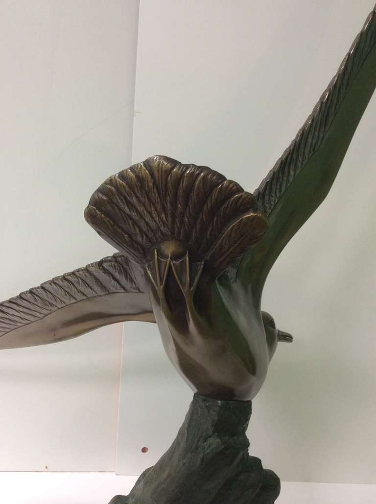 Art Deco Bronze Scupture of a Seagull by Rochard In Excellent Condition In London, GB