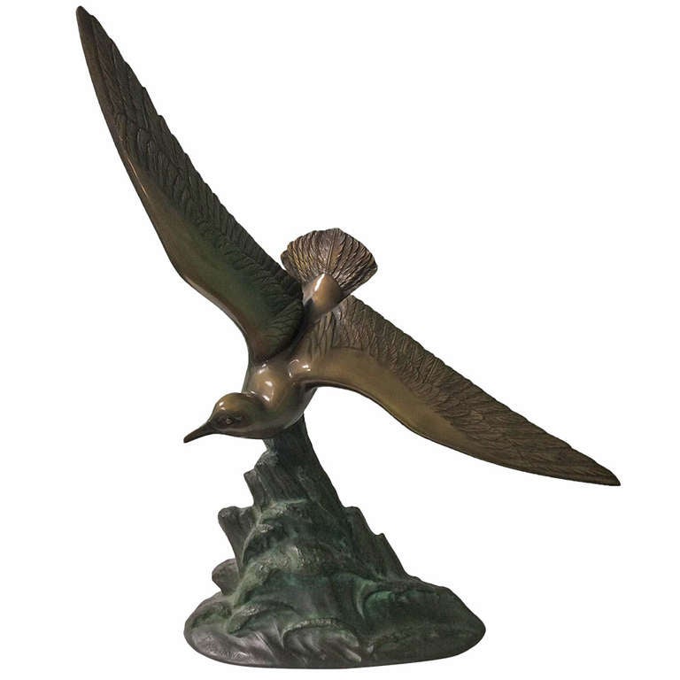 Art Deco Bronze Scupture of a Seagull by Rochard For Sale at 1stdibs
