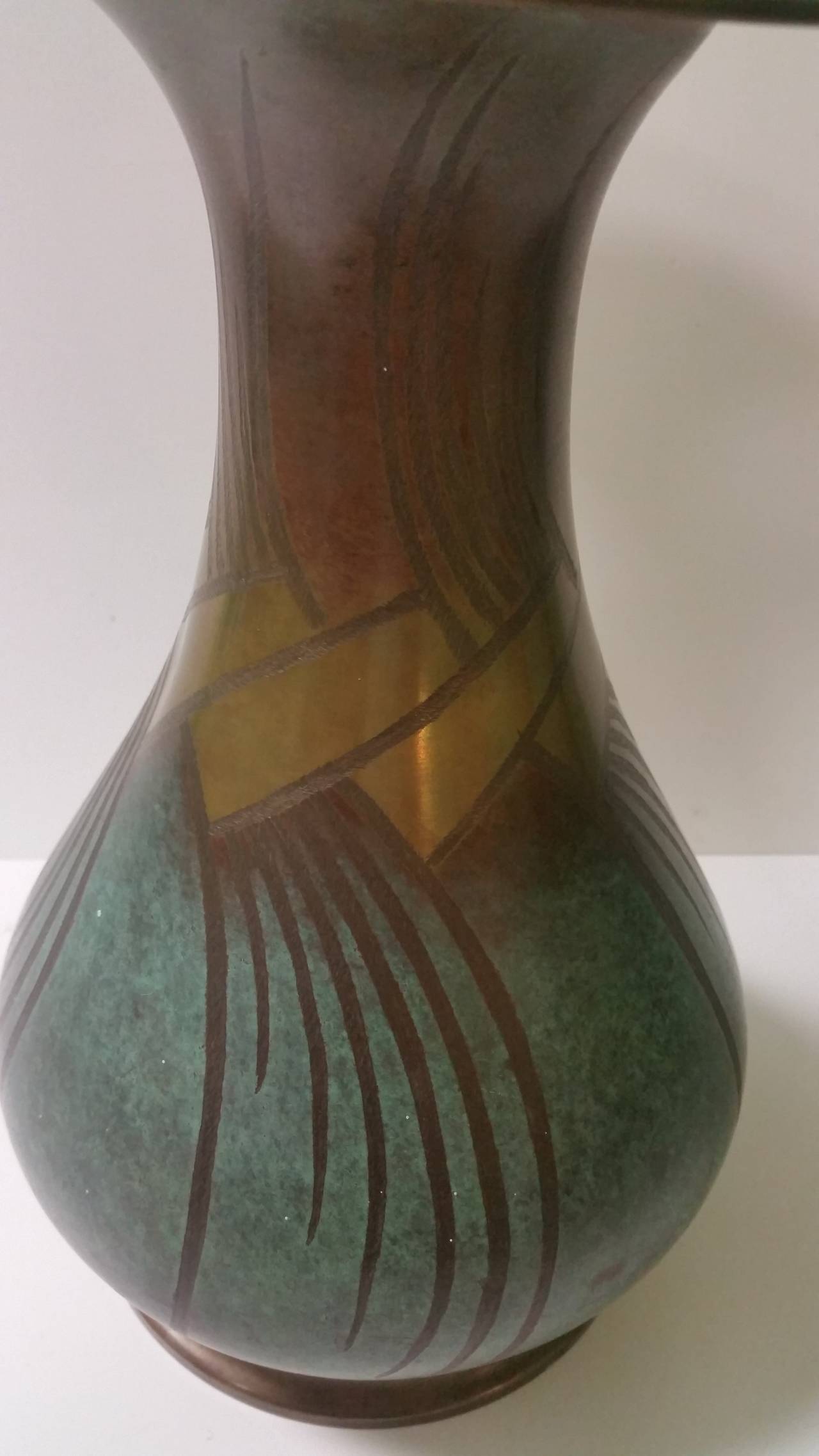 German WMF Art Deco Enamel Vase