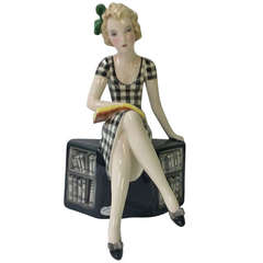 Goldsheider Art Deco Figure Of A Stylish Young Lady Reading Her Book