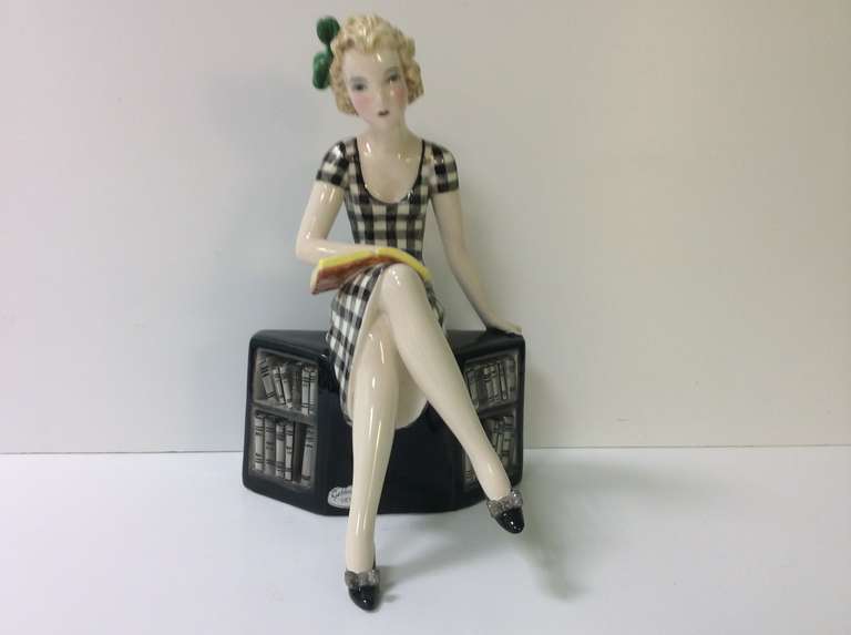 Goldsheider Art Deco Figure Of A Stylish Young Lady Reading Her Book