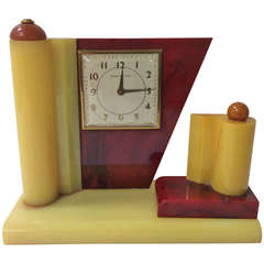 Geometric Art Deco Lucite Clock