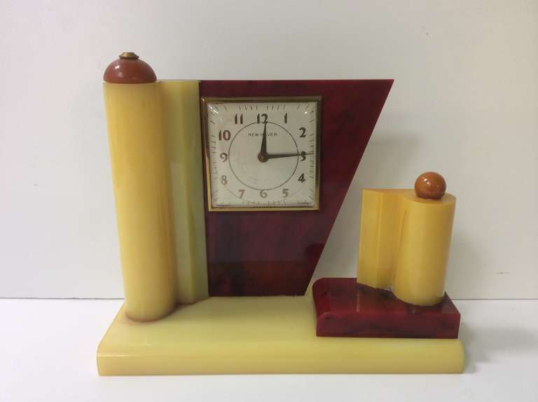 Geometric Art Deco Lucite Clock