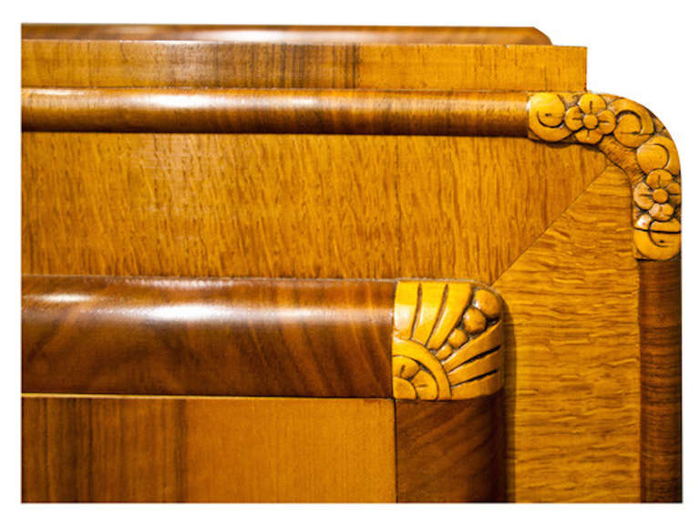 20th Century Art Deco Golden Oak And Walnut Sideboard Credenza