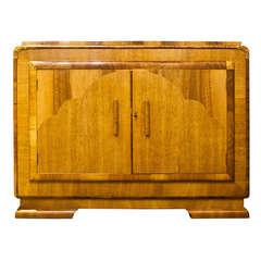 Art Deco Golden Oak And Walnut Sideboard Credenza