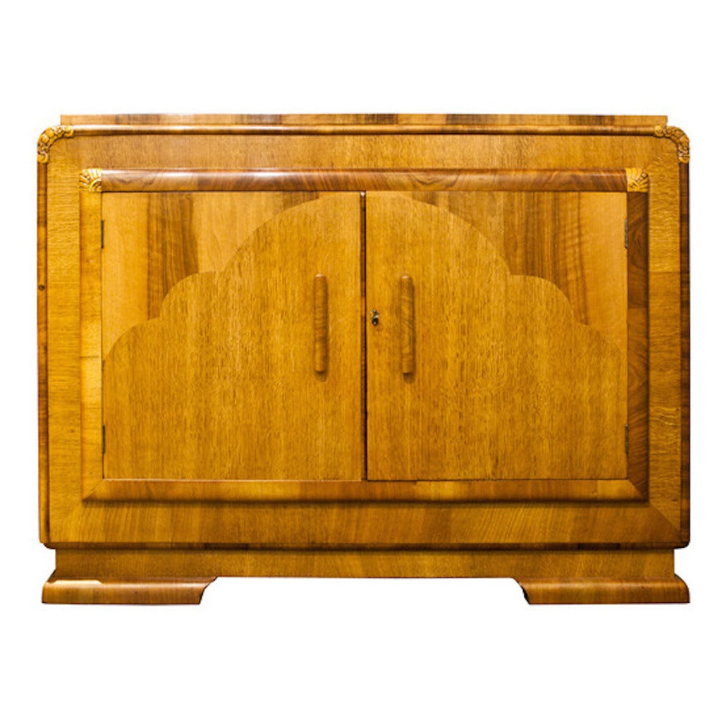 Art Deco Golden Oak And Walnut Sideboard Credenza