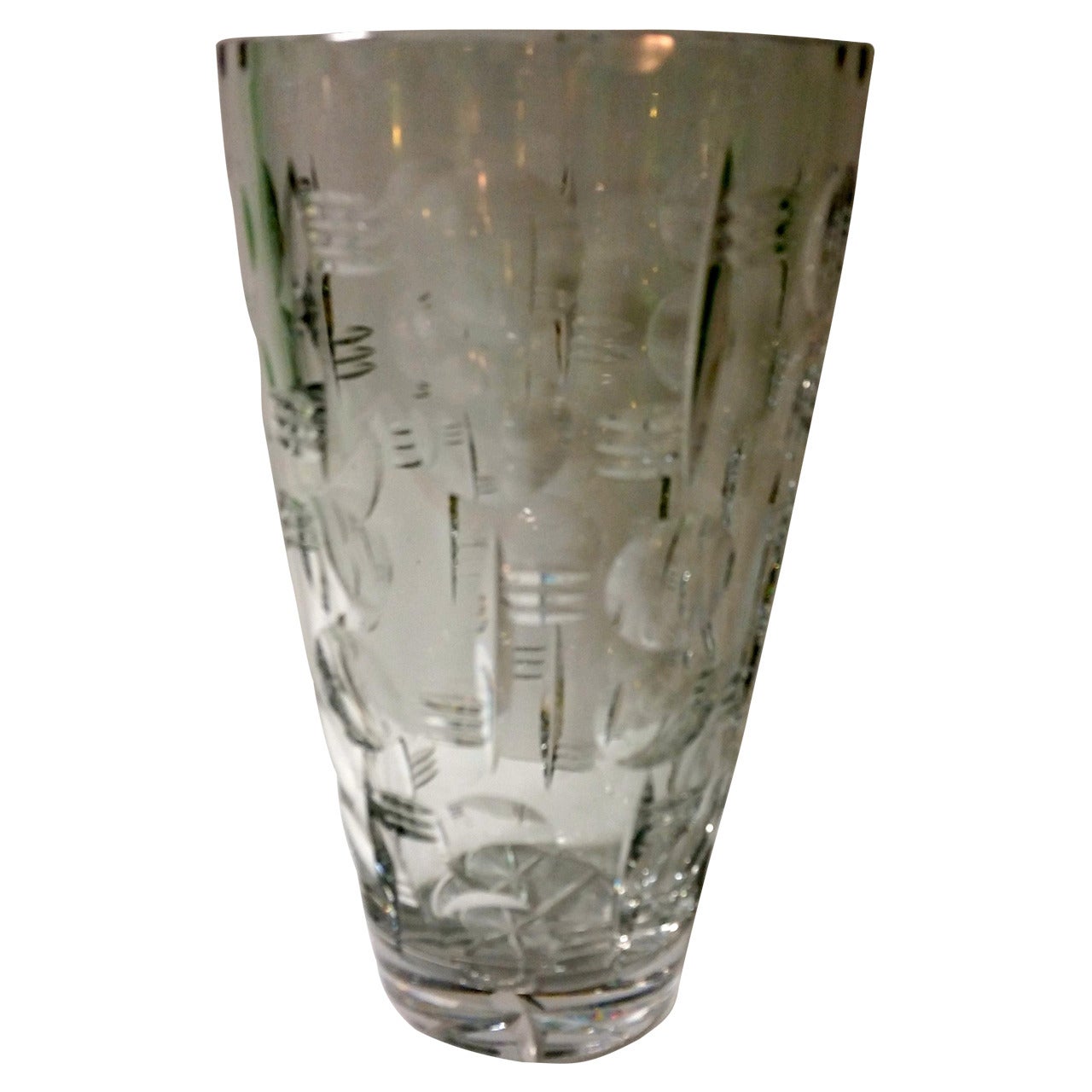 Webb Corbett Art Deco Crystal Vase For Sale