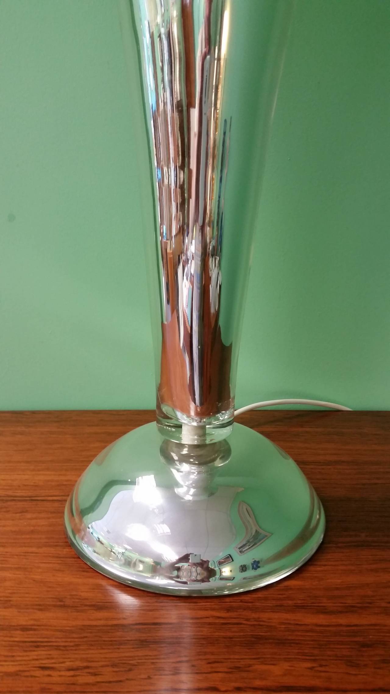 Amazing Art Deco Mirrored Uplighter. 
This Superb Mirrored Table Lamp uplighter is just stunning with its rippled Mirror Glass finish. 
72 cm h 39 cm w 39 cm d 
British C 1930